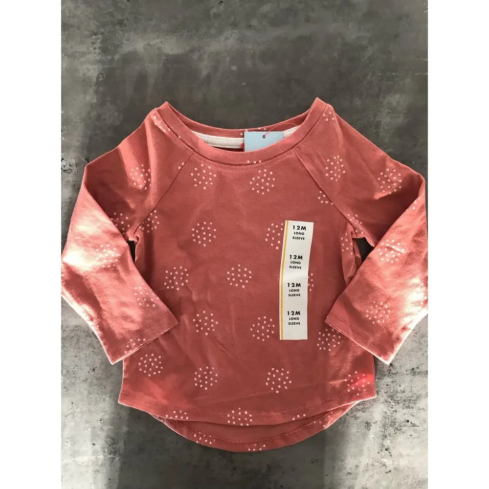 Cat & Jack Girls Bundle Long Sleeve Shirt and Coral Set- 12M